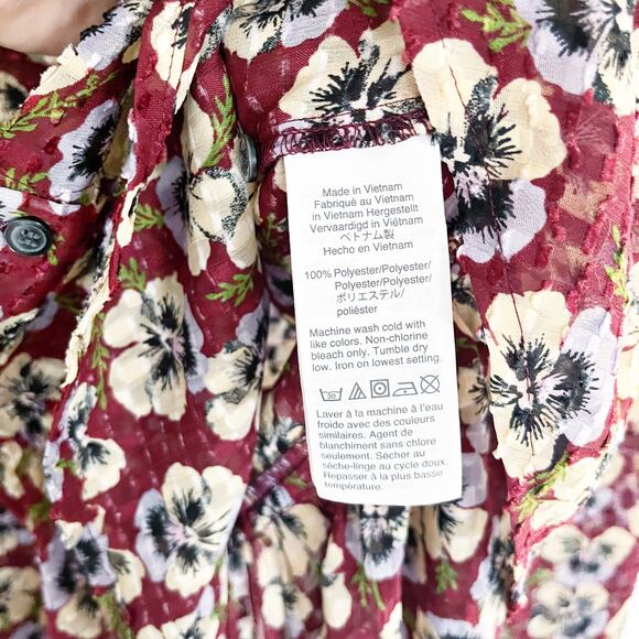 Madewell Drawstring Ruffle Hem Top in Viola Floral - Picture 8 of 10